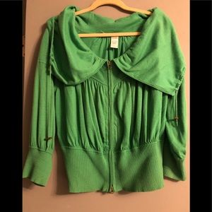 DVF Green Crop Sweater Jacket